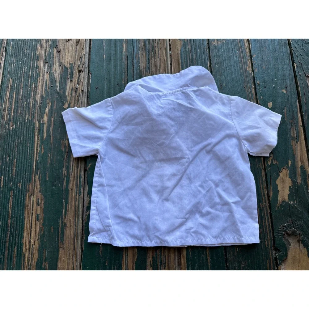 Vintage Nannekins by Nannette Girls White Shirt Blue Overalls Heart Set Large